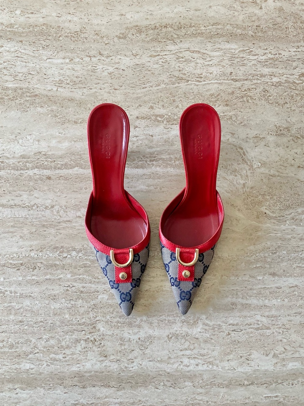 Vintage Gucci GG Canvas Ring Mule Heels